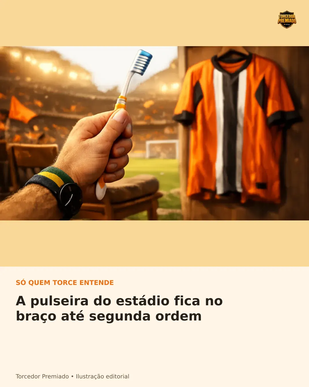 A pulseira do estádio fica no braço até segunda ordem — card para compartilhar.