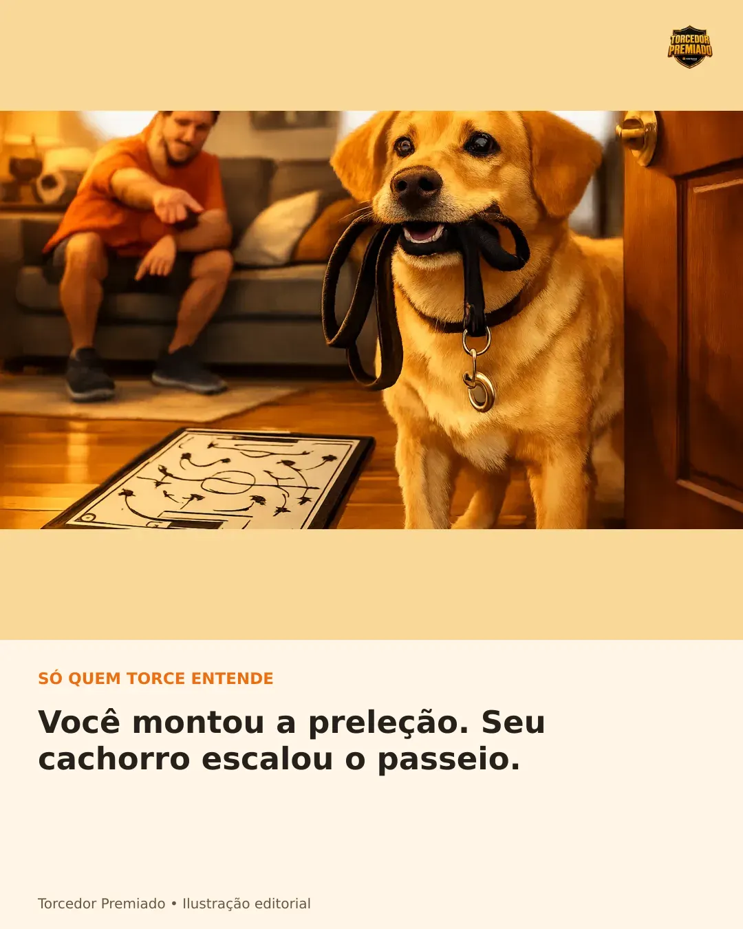 Você montou a preleção. Seu cachorro escalou o passeio. — card para compartilhar.