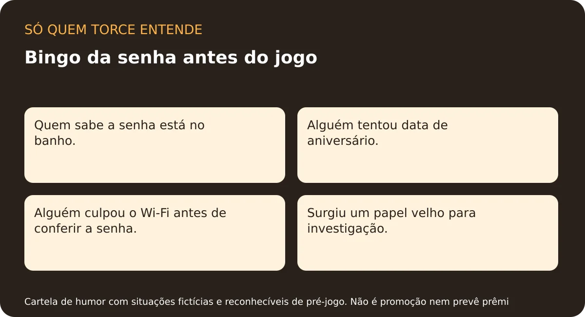 Bingo da senha antes do jogo Opções completas no componente abaixo.