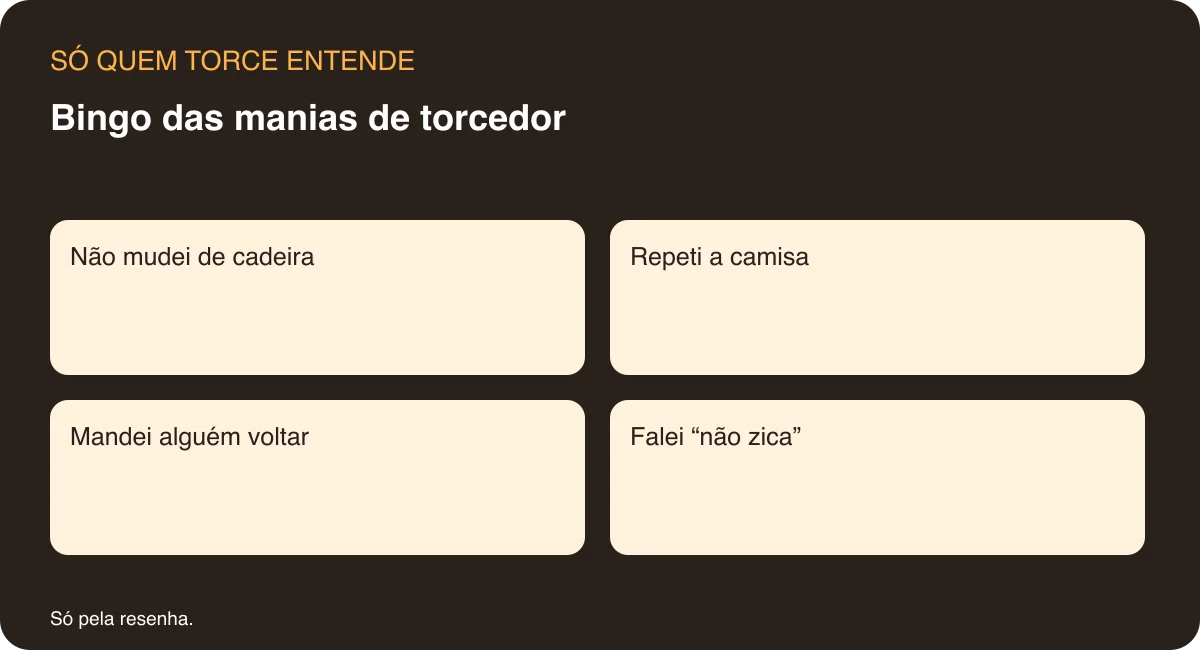 Bingo das manias de torcedor Opções completas no componente abaixo.